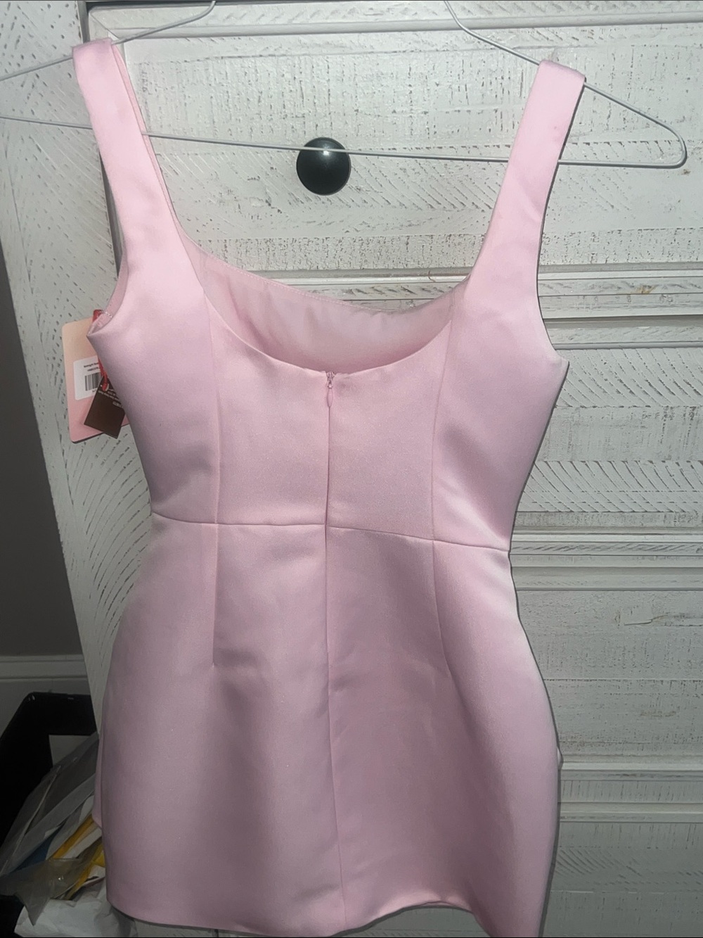 Hello Molly Light Pink Satin Mini Dress with Knot Detail-NWT - Picture 4 of 8